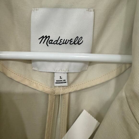 NWT Madewell Belted Trench Coat in Drapey Twill Muted Stone Chic Size Large - Picture 6 of 7